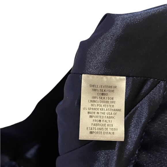 Milly Navy Blue Silk Crop Halter Strappy Racerback Tank Top Cami Size 0 - Picture 4 of 6